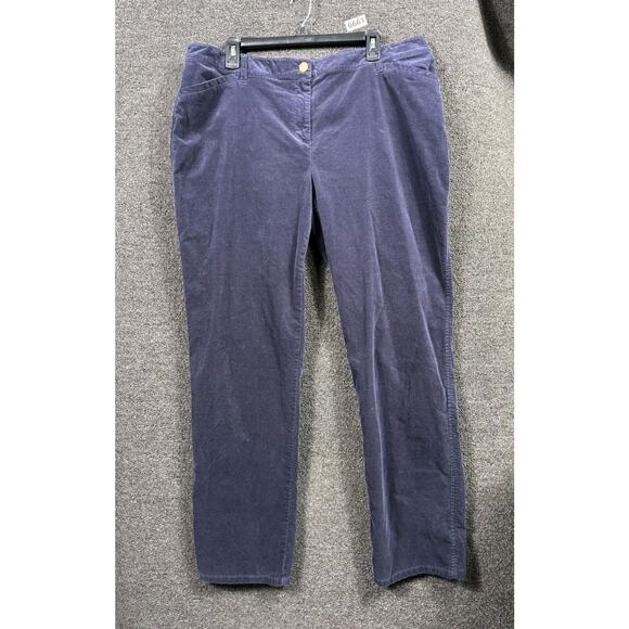 Chico's Velvet Pants Womens Sz 3 US 16 Navy Blue Straight Leg High Rise Stretch - Picture 1 of 8